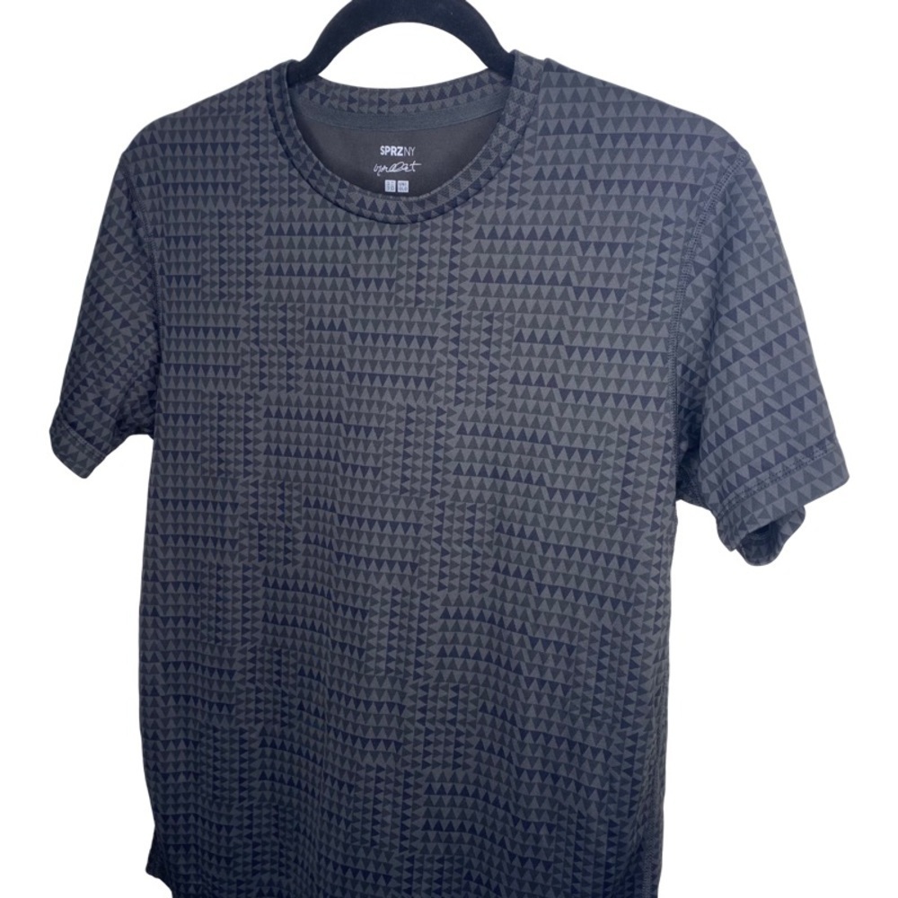 𝅺uniqlo Patterned SS Athletic Shirt Dry-Ex - Blk/Gray - S - Picture 2 of 8